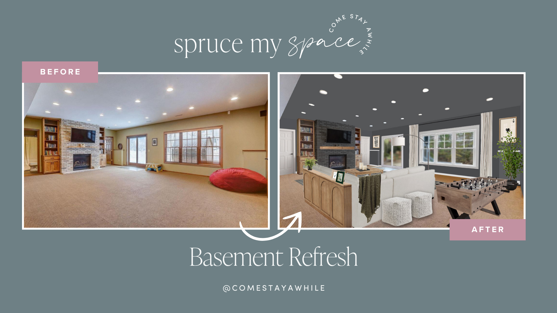 Spruce My Space: How to Transform a Large Basement into a Cozy Family ...